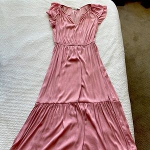 Loft dusty, rose, lightweight, maxi, dress